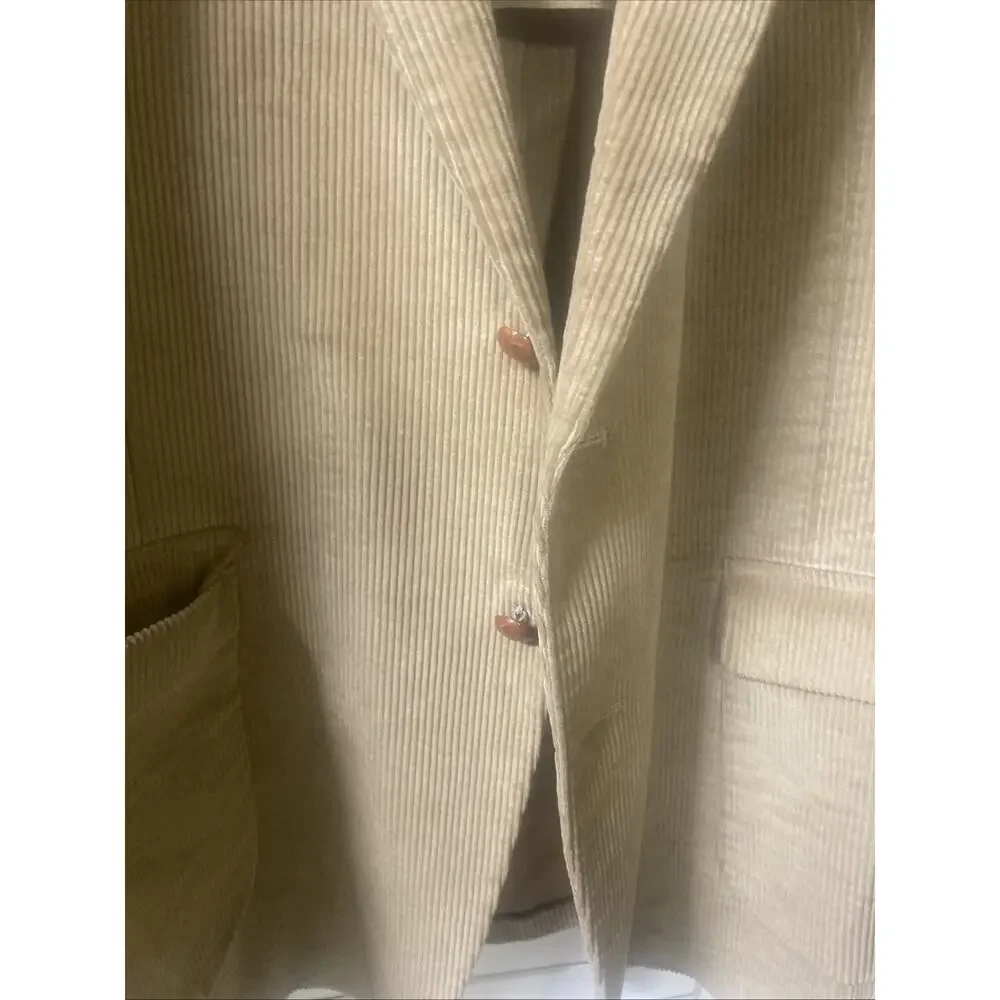 60s 70s Brookleigh Corduroy Camel Brown Men’s Blazer Jacket Sz 46L Elbow Patch